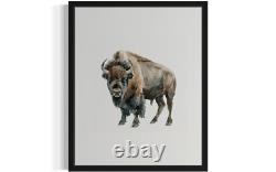 Bison Animal Watercolor Art Print Poster Wall Art Painting