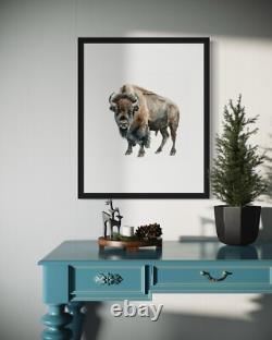 Bison Animal Watercolor Art Print Poster Wall Art Painting