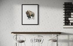 Bison Animal Watercolor Art Print Poster Wall Art Painting
