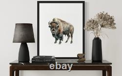 Bison Animal Watercolor Art Print Poster Wall Art Painting