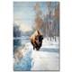 Bison Art Print, Snowy Trail Poster, Cabin Decor