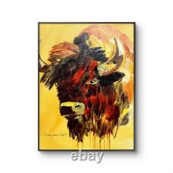 Bison Buffalo 12x16 Abstract Contemporary Expressionsim Design Home Art