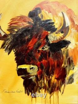 Bison Buffalo 12x16 Abstract Contemporary Expressionsim Design Home Art