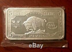 Bison Buffalo 5 oz Silver Bar. 999