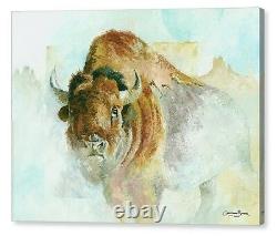 Bison Buffalo Art Canvas Print Male Wildlife Drawing Sketch Wall Decor Painting
