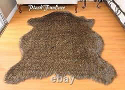 Bison Buffalo Black Tip Furry Rug 5' x 6