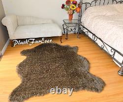 Bison Buffalo Black Tip Furry Rug 5' x 6