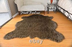 Bison Buffalo Black Tip Furry Rug 5' x 6