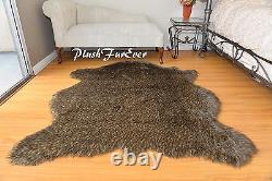 Bison Buffalo Black Tip Furry Rug 5' x 6