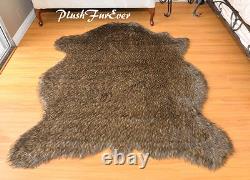 Bison Buffalo Black Tip Furry Rug 5' x 6' 888