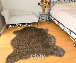 Bison Buffalo Black Tip Furry Rug 5' x 6' 888