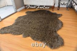 Bison Buffalo Black Tip Furry Rug 5' x 6' 888