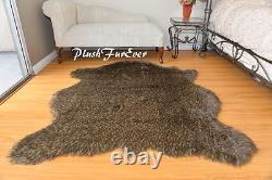 Bison Buffalo Black Tip Furry Rug 5' x 6' 888