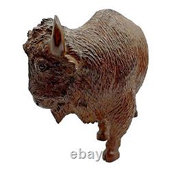 Bison Buffalo Desert Ironwood Sculpture Carving Signed Ramon DC & T Suby OOAK