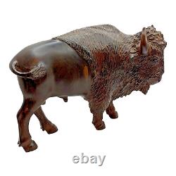 Bison Buffalo Desert Ironwood Sculpture Carving Signed Ramon DC & T Suby OOAK