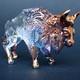 Bison Buffalo Figurine Hand Blown Glass Gold Sculpture