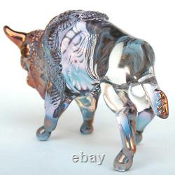 Bison Buffalo Figurine Hand Blown Glass Gold Sculpture