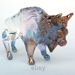 Bison Buffalo Figurine Hand Blown Glass Gold Sculpture