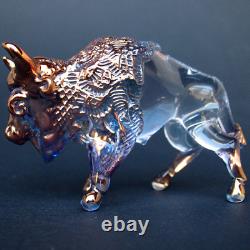 Bison Buffalo Figurine Hand Blown Glass Gold Sculpture