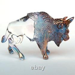 Bison Buffalo Figurine Hand Blown Glass Gold Sculpture