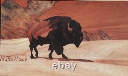 Bison, Buffalo, Neldon Bullock, Marquetry, Wood inlay, Western art