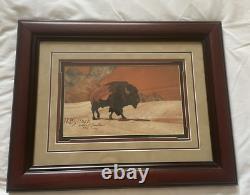 Bison, Buffalo, Neldon Bullock, Marquetry, Wood inlay, Western art