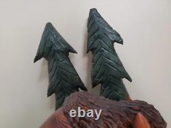 Bison Buffalo Wood Carving by Gary & Marilyn Betlach Wisconsin Stump Large Decor