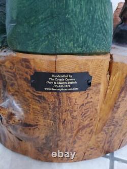 Bison Buffalo Wood Carving by Gary & Marilyn Betlach Wisconsin Stump Large Decor