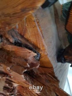 Bison Buffalo Wood Carving by Gary & Marilyn Betlach Wisconsin Stump Large Decor