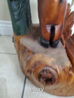 Bison Buffalo Wood Carving by Gary & Marilyn Betlach Wisconsin Stump Large Decor