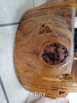 Bison Buffalo Wood Carving by Gary & Marilyn Betlach Wisconsin Stump Large Decor