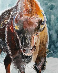 Bison Bull by Wynn Derr Art Print on Paper or Canvas + Free Shipping