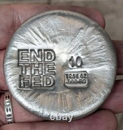 Bison Bullion 10 Troy Oz END THE FED Round. 9999 Fine Silver! Sealed! 