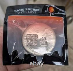Bison Bullion 10 Troy Oz END THE FED Round. 9999 Fine Silver! Sealed! 