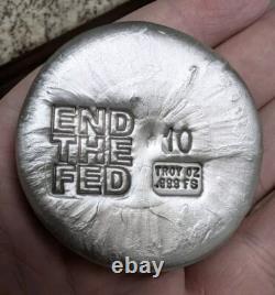 Bison Bullion 10 Troy Oz END THE FED Round. 9999 Fine Silver! Sealed! 