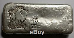 Bison Bullion 15 troy oz. 999 fine silver poured bar