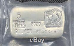 Bison Bullion 2020 Silver Stacker Limited Edition 5 Oz. 999 Silver Bar