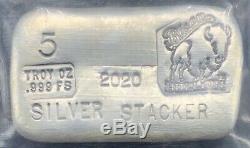 Bison Bullion 2020 Silver Stacker Limited Edition 5 Oz. 999 Silver Bar