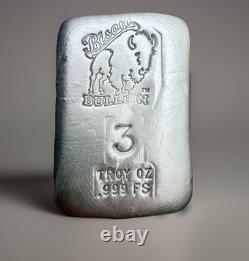Bison Bullion 3oz Hand Poured Silver Art Bar NATIVE AMERICAN Trader