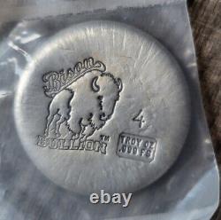 Bison Bullion 4 Troy Oz Silver Round. 999 Fine Silver! SEE ITEM DESCRIPTION