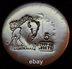 Bison Bullion 5 troy Ounce Round. 999 Fine Silver Bullion