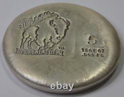 Bison Bullion T 5 Troy Ounces. 999 Fine Silver Round