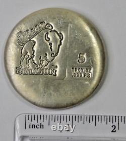 Bison Bullion T 5 Troy Ounces. 999 Fine Silver Round