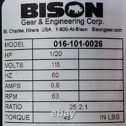 Bison Gear 016-101-0026 115 V 63 RPM 1/20 HP Parallel Gearmotor