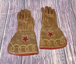 Bison Glove Works Leather Gloves Motorcycle Western Brown Red Star Small