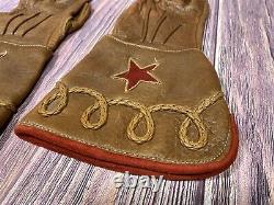 Bison Glove Works Leather Gloves Motorcycle Western Brown Red Star Small