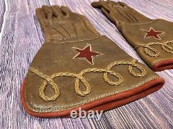 Bison Glove Works Leather Gloves Motorcycle Western Brown Red Star Small