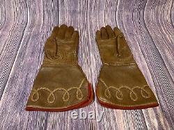 Bison Glove Works Leather Gloves Motorcycle Western Brown Red Star Small