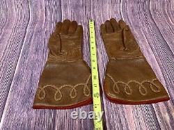 Bison Glove Works Leather Gloves Motorcycle Western Brown Red Star Small