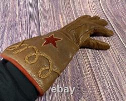 Bison Glove Works Leather Gloves Motorcycle Western Brown Red Star Small